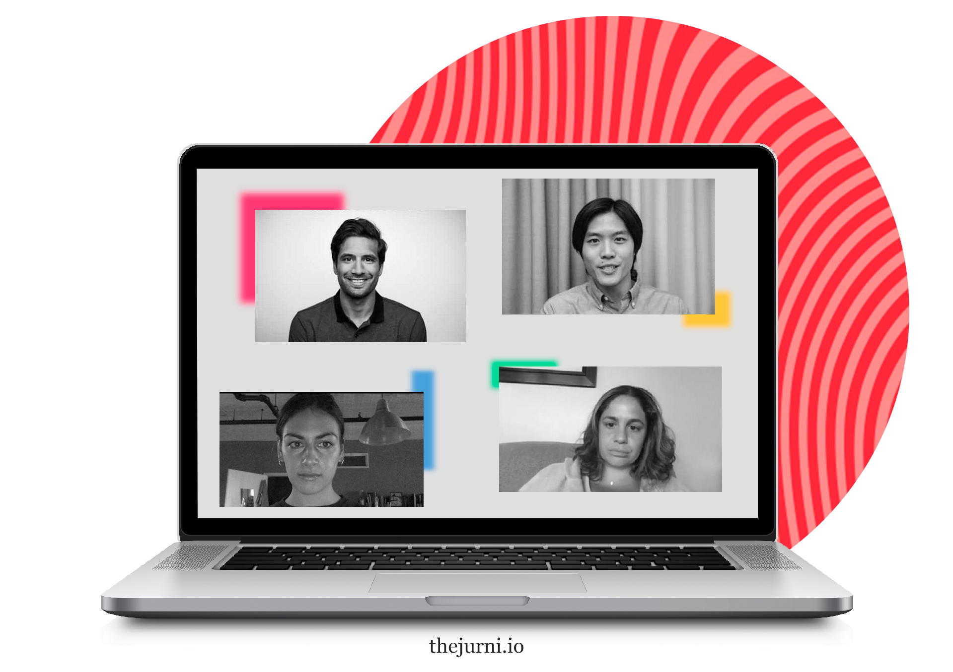 A virtual meeting with four people