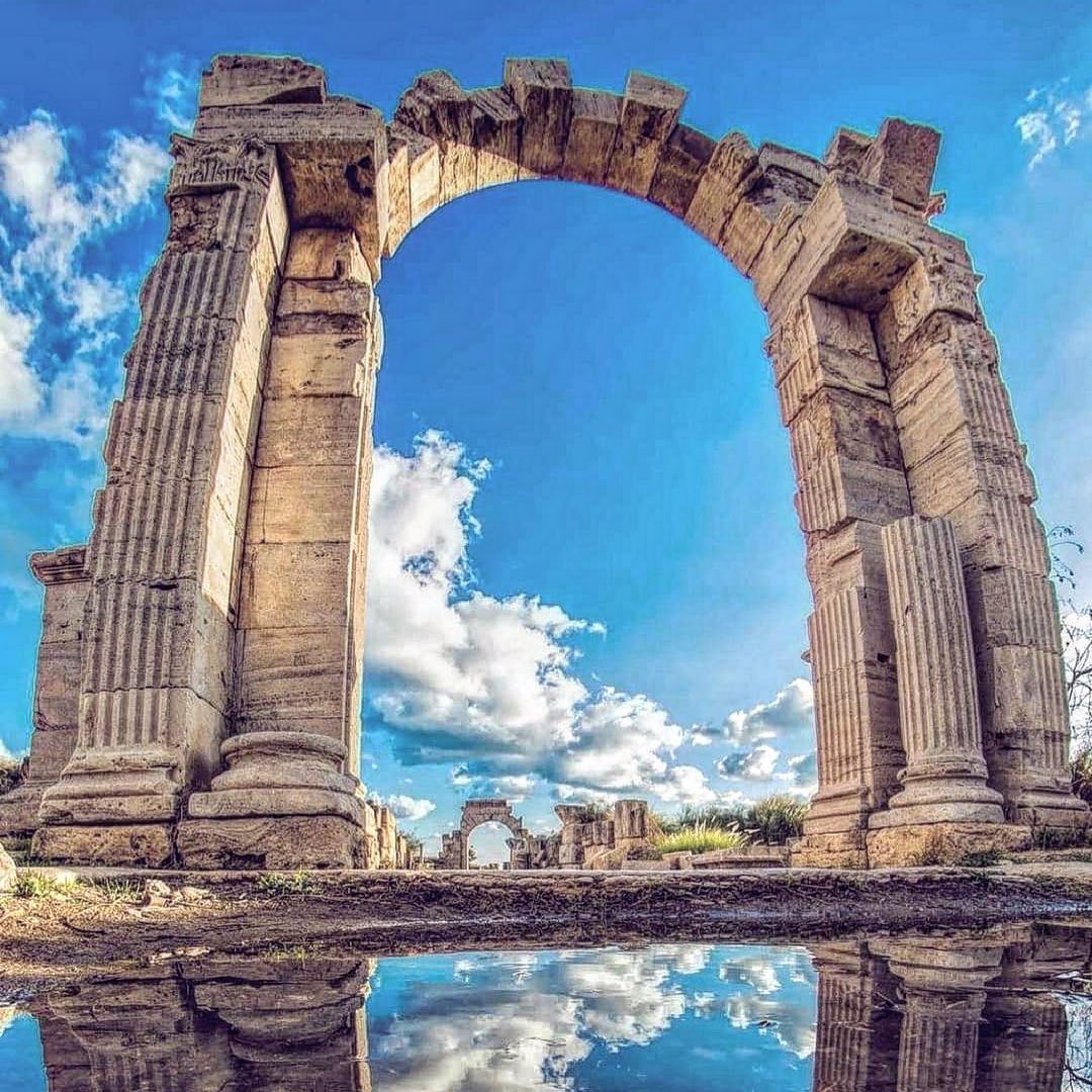 The architectural remnants at Leptis