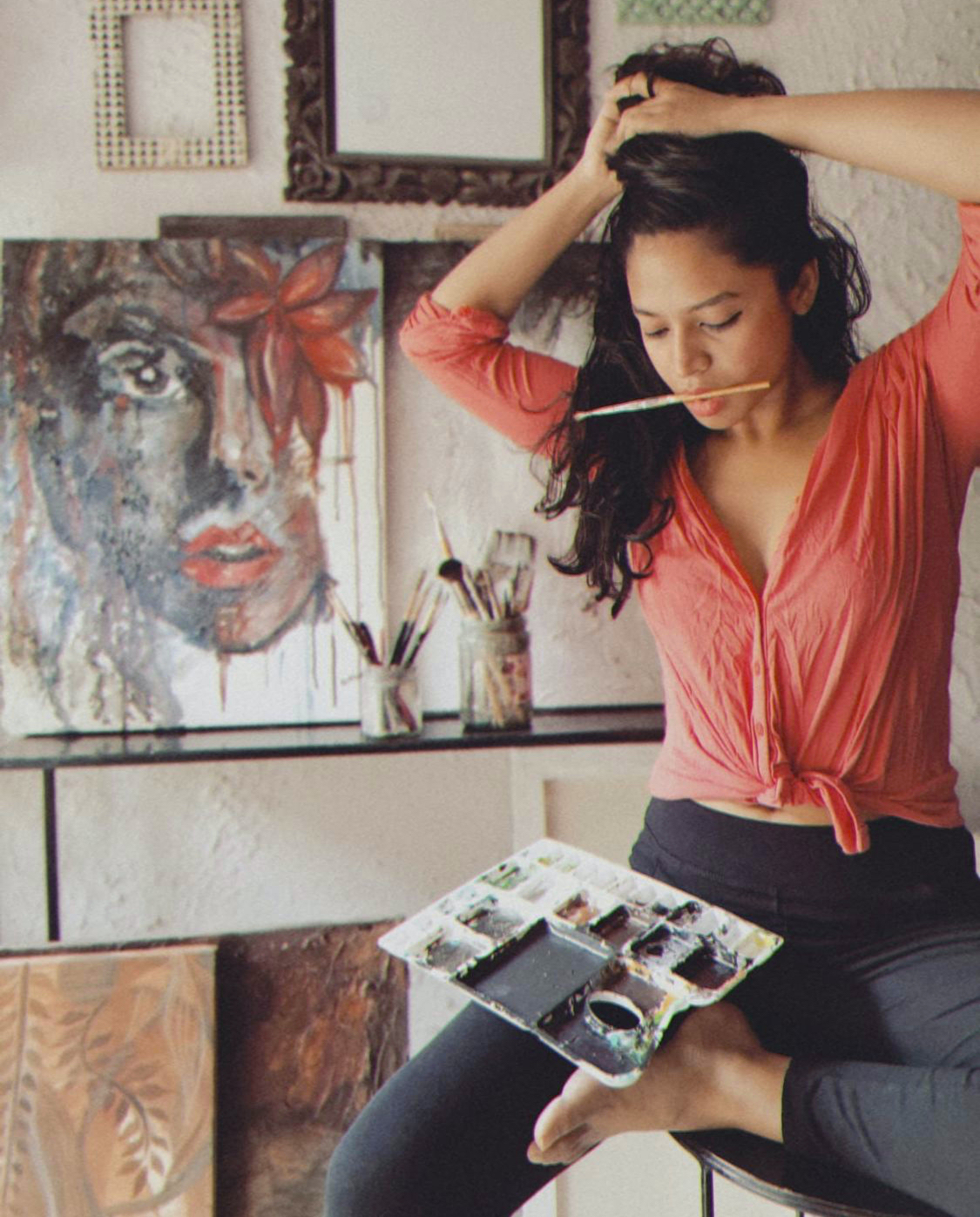 artist at her desk