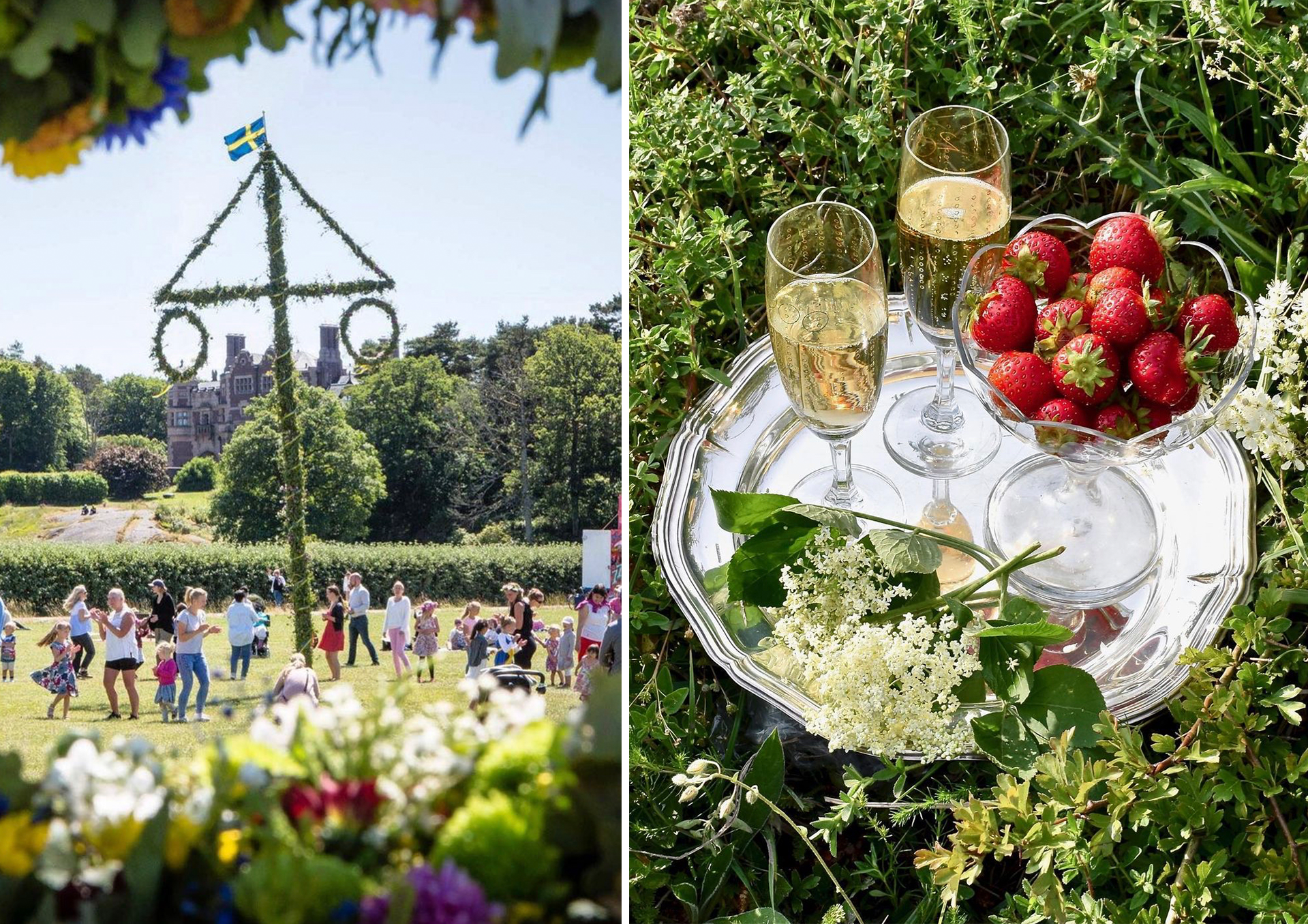 a collage of the midsummer celebrations in Sweden