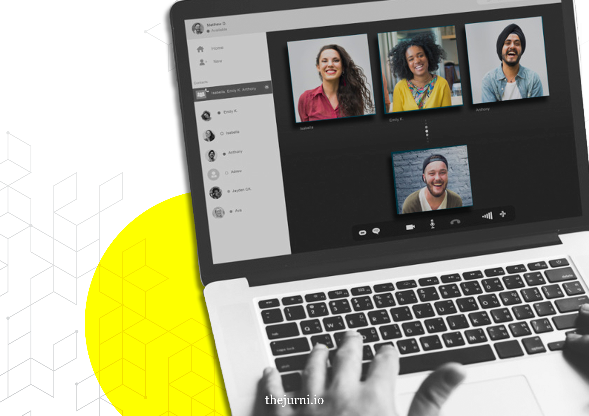 A virtual meeting with four people