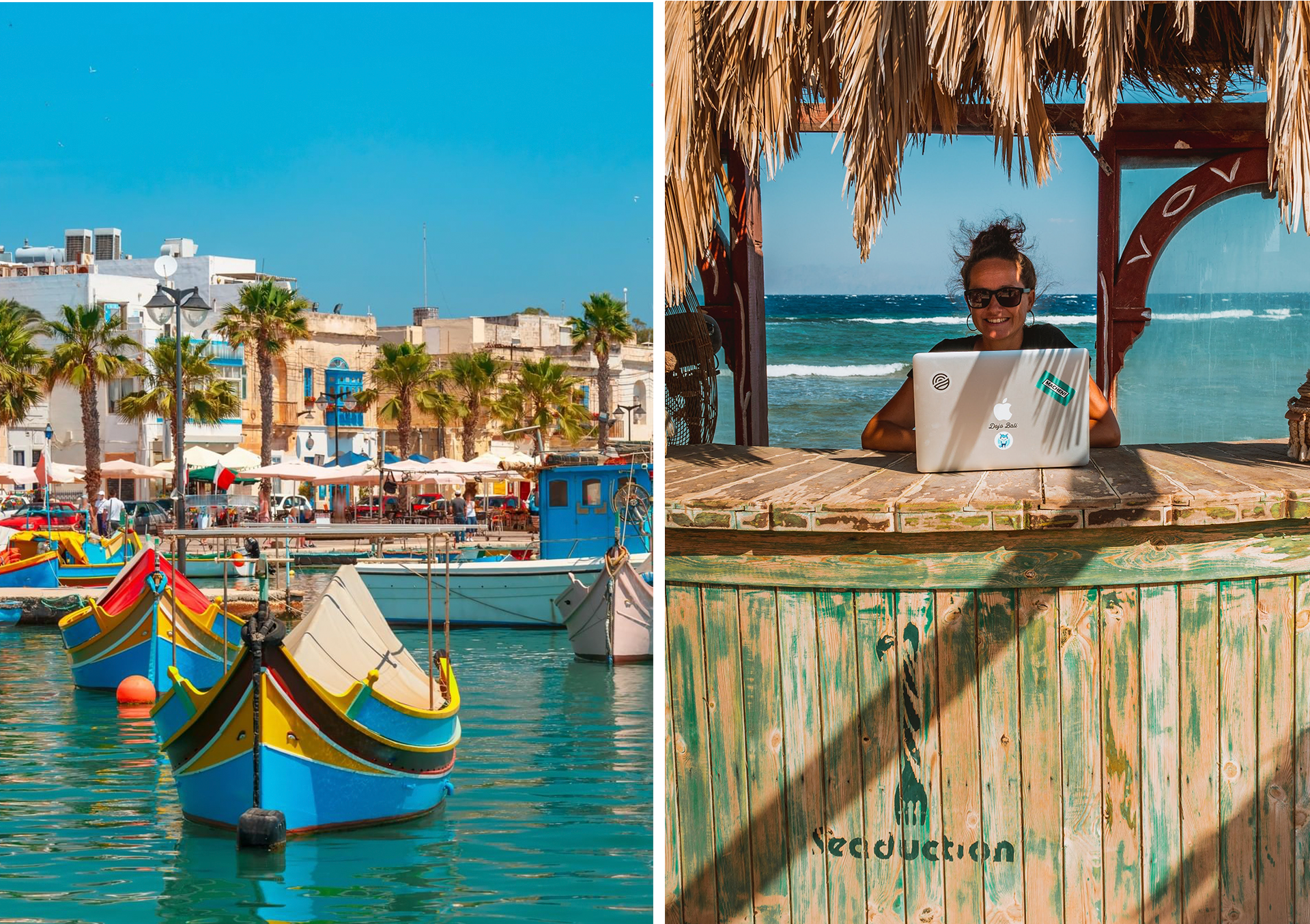 working from Malta beach