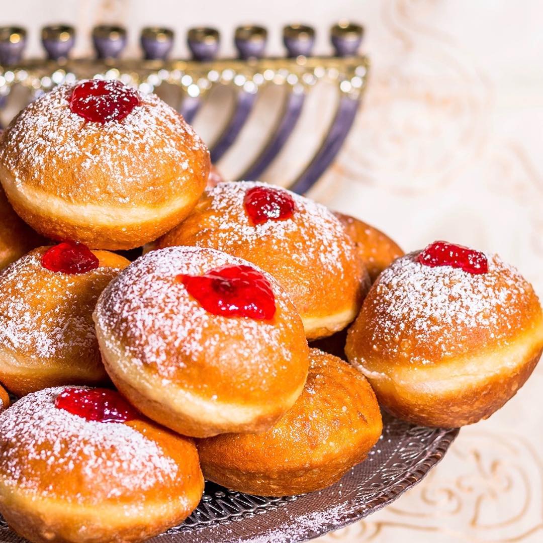 Sufganiyah, a cream-filled doughnut