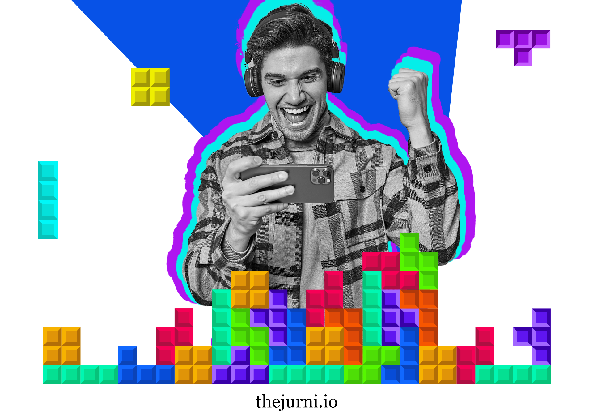 A man playing tetris