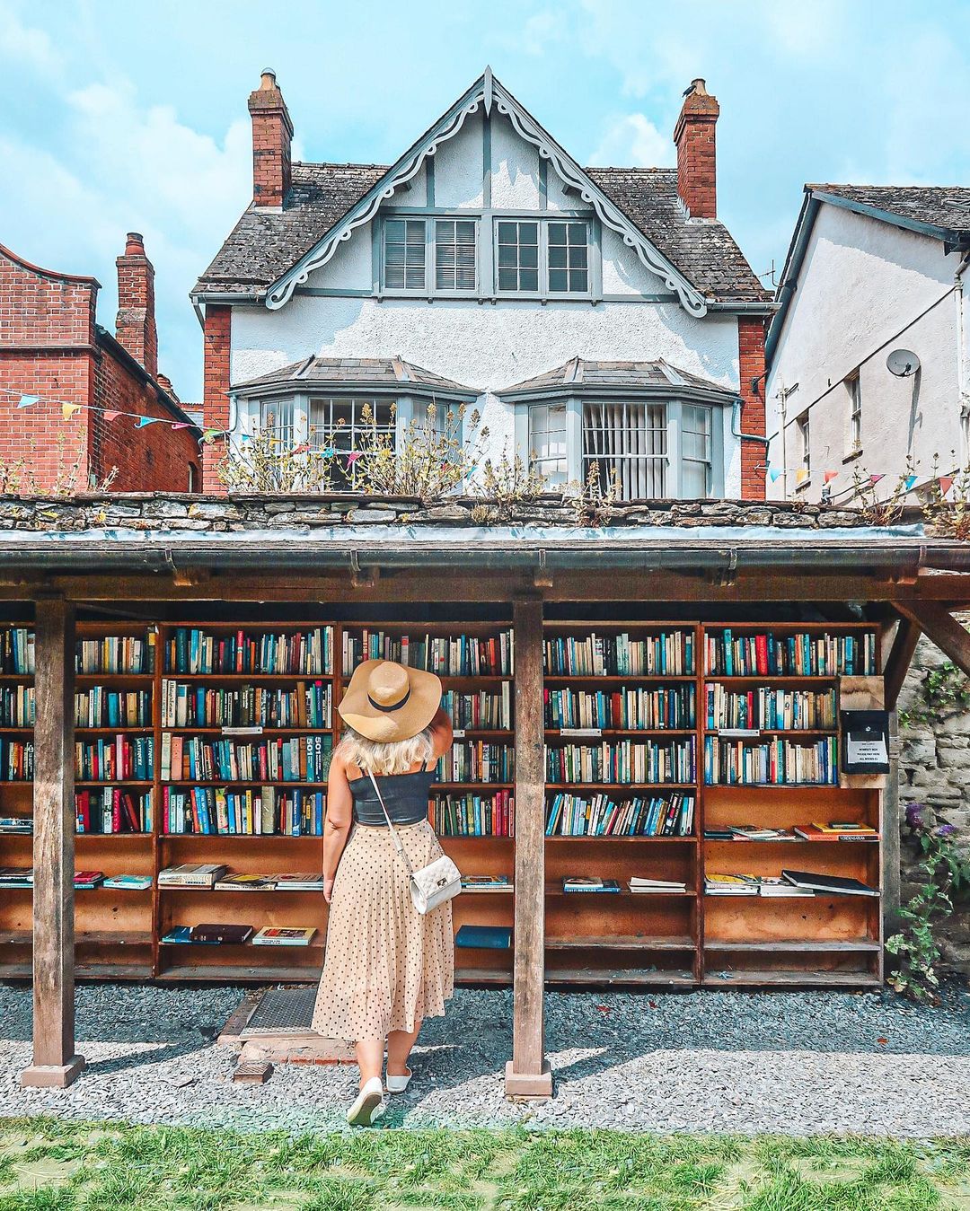 girl in front of bookstore