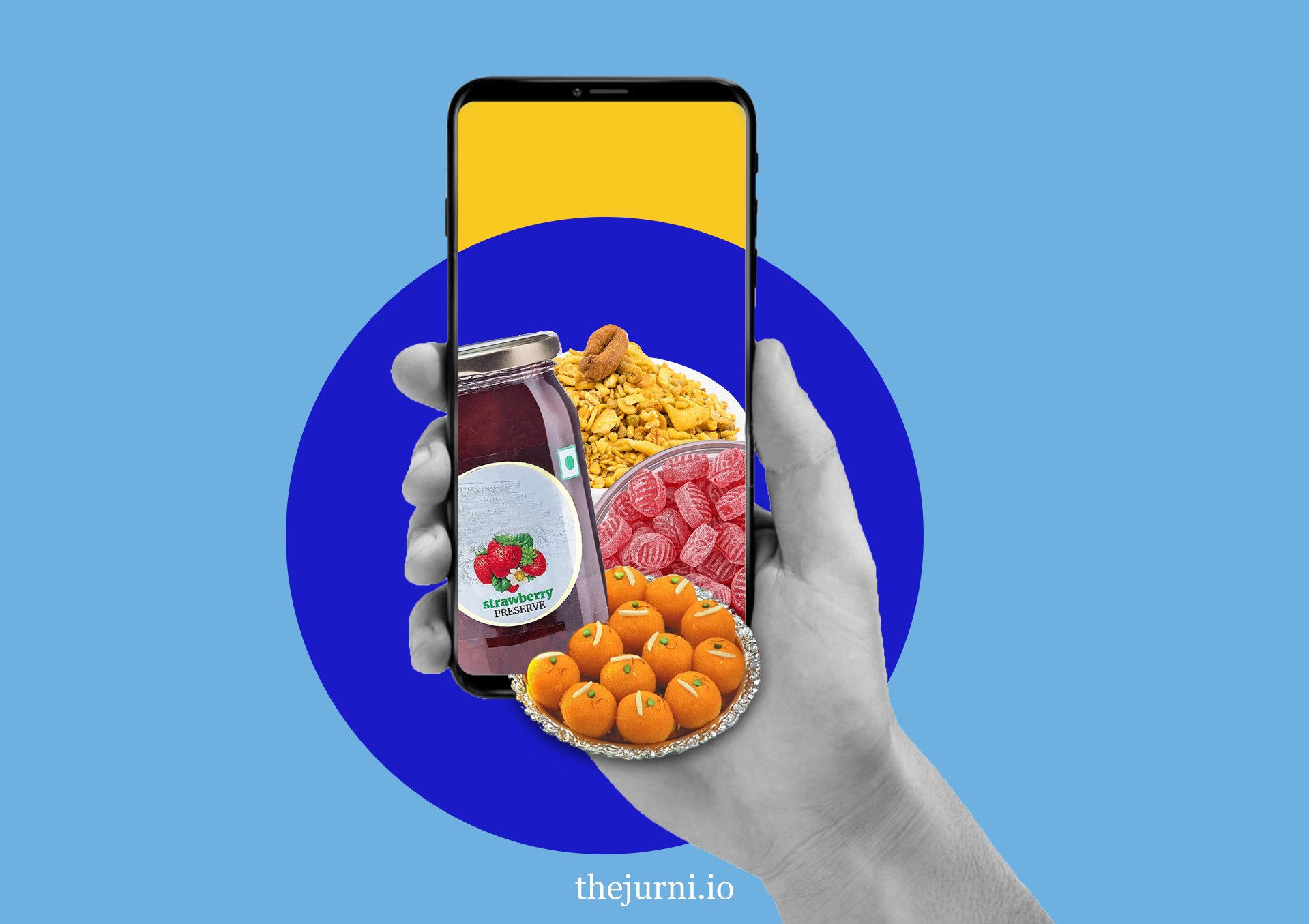 A phone with pictures of food in it