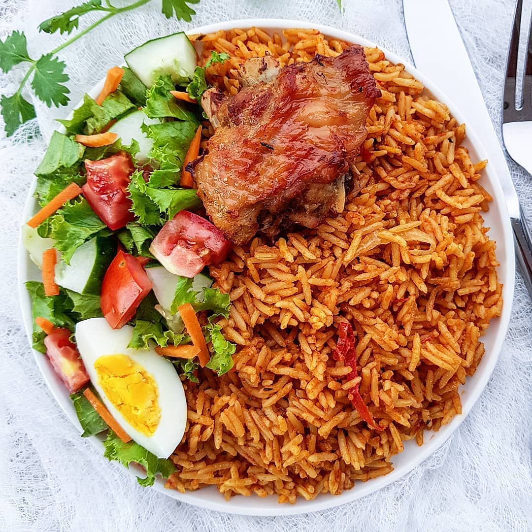 A bowl of jollof rice