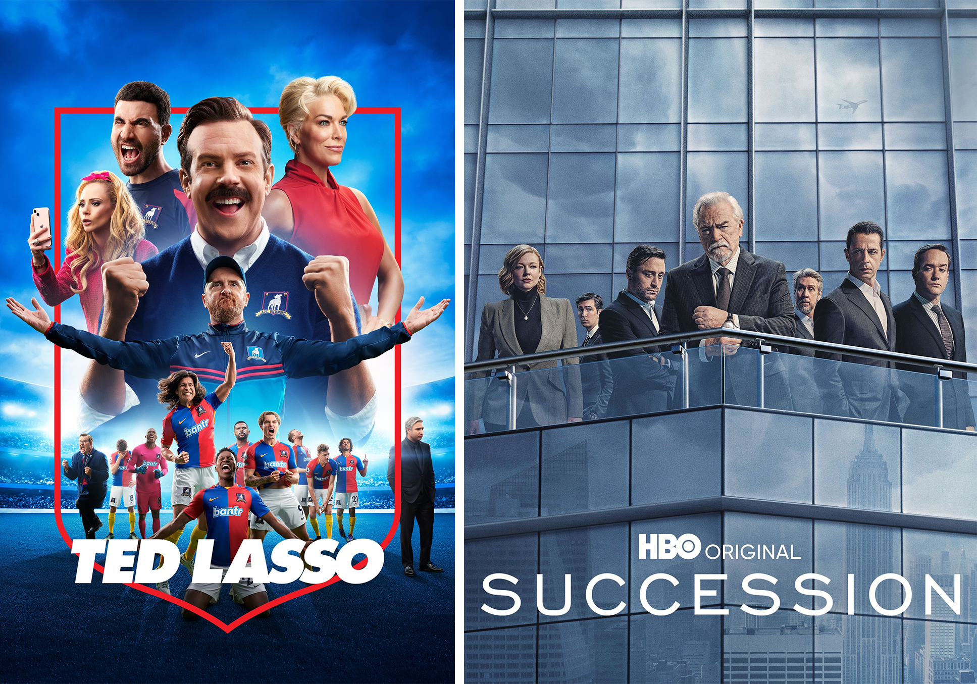 Succession and Ted Lasso posters